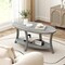 Grey Rubber Wood 2-Tier Coffee Table with Open Shelf and Rustic Design